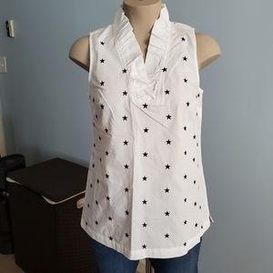New! Crown & Ivy Embroidered Stars Top Size Small